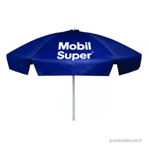 Guarda sol personalizada - Guarda Sol Personalizado com haste central em tubo de alumínio com reforço de madeira interiça. Disponível em várias cores. Gravação da logomarca em 1 cor aplicada em 4 gomos já inclusa.