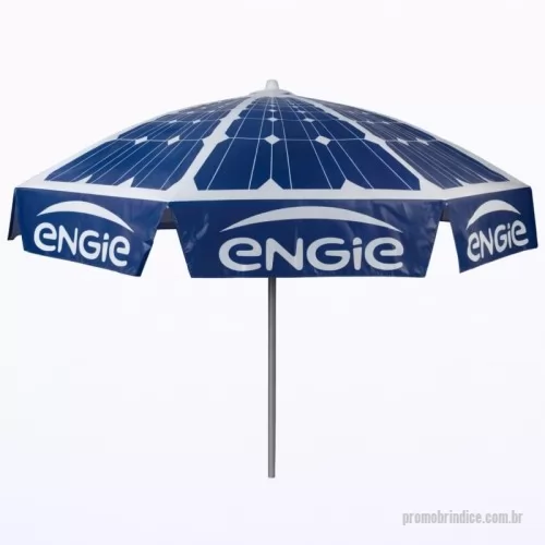 Guarda sol personalizada - Guarda Sol Personalizado com haste central em tubo de alumínio com reforço de madeira interiça. Disponível em várias cores. Gravação da logomarca em 1 cor aplicada em 4 gomos já inclusa.