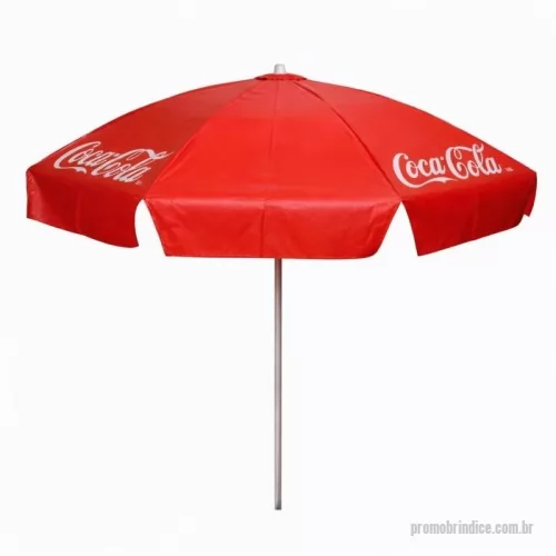 Guarda sol personalizada - Guarda Sol Personalizado com haste central em tubo de alumínio com reforço de madeira interiça. Disponível em várias cores. Gravação da logomarca em 1 cor aplicada em 4 gomos já inclusa.