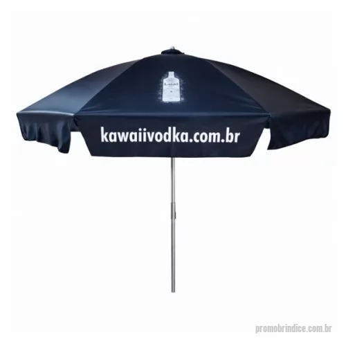 Guarda sol personalizada - Guarda Sol Personalizado com haste central em tubo de alumínio com reforço de madeira interiça. Disponível em várias cores. Gravação da logomarca em 1 cor aplicada em 4 gomos já inclusa.