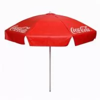 Guarda Sol Personalizado com haste central em tubo de alumínio com reforço de madeira interiça. Disponível em várias cores. Gravação da logomarca em 1 cor aplicada em 4 gomos já inclusa.