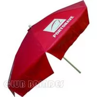 Guarda Sol Ø1,60m (80x8) de diâmetro. Material: Armação em aço 1.040 a 1.070 efeito MOLA com 08 varetas Ø 3,50 a 4,00mm com acabamento em pintura  eletrostática EPOXI PÓ, haste central em alumínio trefilado com parede 08 a 1,00mm com reforço de madeira inteiriço  nas duas extremidades. Cobertura: em BAGUM (lona de PVC com trama em poliéster) de 0,28 a 0,31microns. Disponível em várias cores. Gravação da logomarca em 1 cor aplicada em 4 gomos já inclusa.