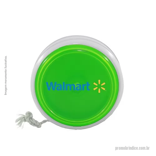 Ioiô personalizado - Io-iô PRÓ SPIN de alta performance base maciça em Plástico Premium (PS Cristal) fixada por ultrassom e laterais acopladas em Plástico Premium (PP), cordão duplo em algodão trançado.