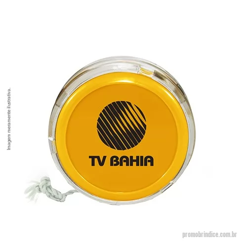 Ioiô personalizado - Io-iô PRÓ SPIN de alta performance base maciça em Plástico Premium (PS Cristal) fixada por ultrassom e laterais acopladas em Plástico Premium (PP), cordão duplo em algodão trançado.