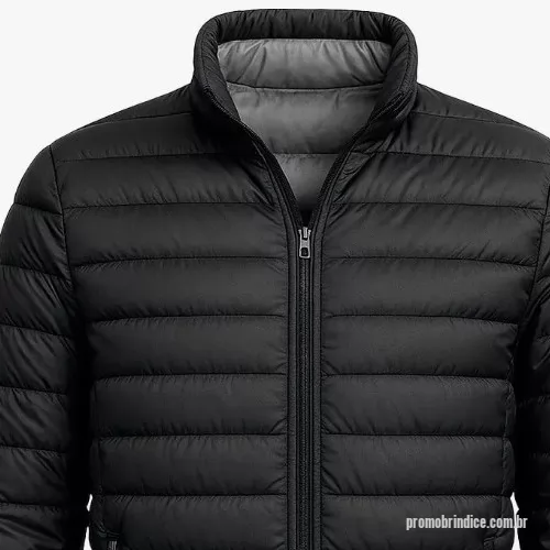 Jaqueta personalizada - FICHA TÉCNICA – JAQUETA PUFFER MASCULINA (FRIO INTENSO). Descrição do Produto  Jaqueta puffer masculina desenvolvida para proteção térmica em baixas temperaturas, unindo conforto, leveza e elegância. Ideal para uso corporativo, uniforme premium, ações promocionais e campanhas de inverno. Especificações Técnicas Produto: Jaqueta puffer masculina personalizada Material externo: Poliéster impermeável ou resistente à água Material interno: Forro térmico em poliéster ou nylon Enchimento: Fibra sintética siliconada (alto isolamento térmico) Estrutura: Acolchoada (costura em gomos/quilting) Fechamento: Zíper frontal reforçado Gola: Alta para proteção contra vento Bolsos: Laterais com zíper (opcional interno) Punhos: Ajustados para retenção de calor Acabamento: Costura reforçada e design anatômico. Medidas (padrão) PP, P, M, G, GG, XGG (Modelagem pode ser ajustada conforme projeto do cliente). Personalização Bordado (principal e mais indicado) Patch bordado ou emborrachado (PVC) Silk screen (e