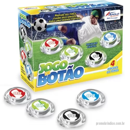 Jogo de futebol de botão personalizado - Jogo de futebol de botão personalizado, acompanha: 1 goleiro, 1 trave, 2 bolas, 2 palhetas e 10 jogadores.