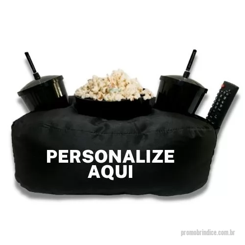 Kit almofada personalizado - Almofada Porta Pipoca Casal Preto Personalizado com sua logo 1 Cor Silk