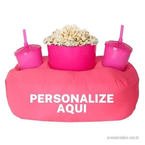 Kit almofada personalizado - Almofada Porta Pipoca Casal Rosa Personalizado com sua logo 1 Cor Silk