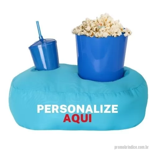 Kit almofada personalizado - Almofada Porta Pipoca Azul Solteiro Personalizada com sua logo 2 Cores Silk