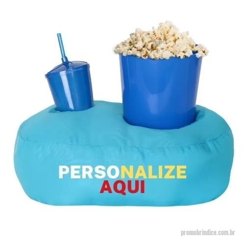 Kit almofada personalizado - Almofada Porta Pipoca Azul Solteiro Personalizada com sua logo 3 Cores Silk