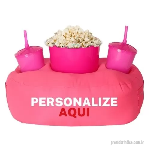 Kit almofada personalizado - Almofada Porta Pipoca Casal Rosa Personalizado com a sua logo 2 Cores Silk