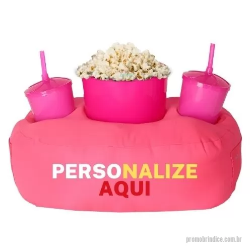 Kit almofada personalizado - Almofada Porta Pipoca Rosa Casal Personalizada com a sua logo 3 Cores Silk