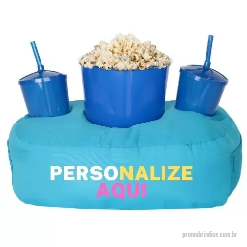 Kit almofada personalizado - Almofada Porta Pipoca Azul Casal Personalizada com sua logo 3 Cores Silk