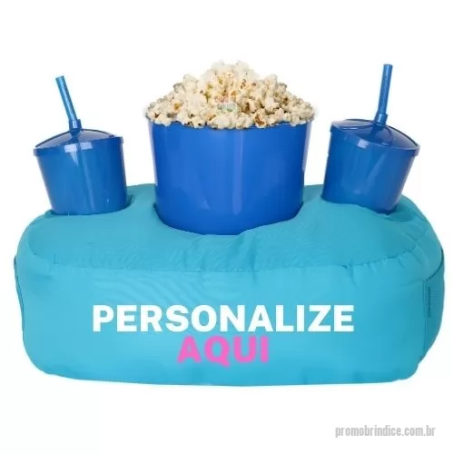 Kit almofada personalizado - Almofada Porta Pipoca Azul Casal Personalizada com a sua logo 2 Cores Silk