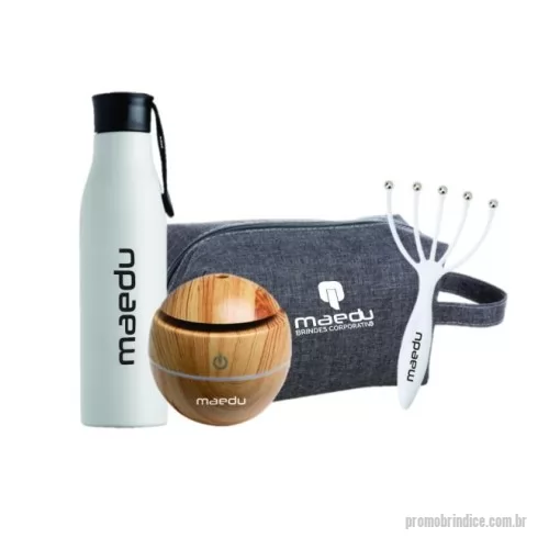 Kit antiestresse personalizado - Kit Bem Estar Personalizado de acordo com a necessidade.  Contém Massageador, Umidificador de Ar,  Nécessaire e Garrafa de Inox