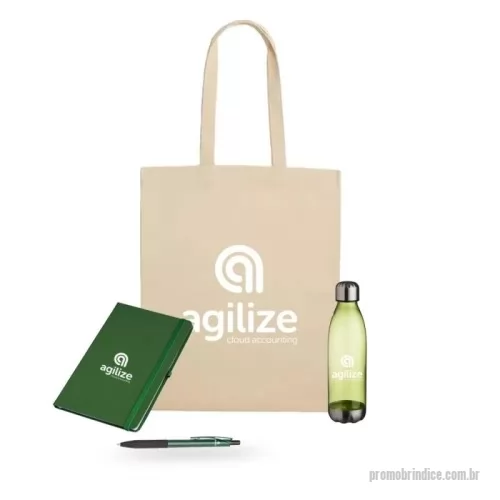 Kit Boas Vindas personalizado - 1 Sacola em algodão cru 1 Squeeze de Plástico com 700ml 1 Agenda 1 Caneta