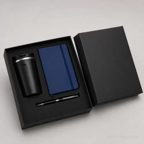 Kit Boas Vindas personalizado - Kit boas vindas com copo térmico, moleskine e caneta