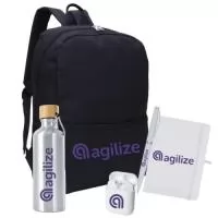 1 MOCHILA 1 MOLESKINE G 1 CANETA 1 SQUEEZE 1 FONE DE OUVIDO 