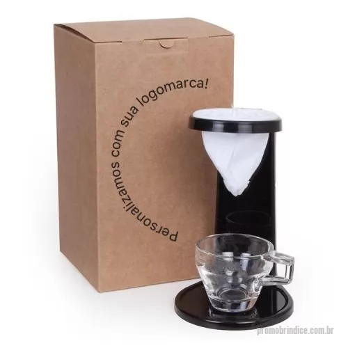 Kit café personalizado - Kit Café contendo: 1 Suporte Plástico e coador de tecido altura 17CM, 1 Xícara de vidro 90ml 6 cm alura 6.5cm boca 4.5cm fundo, 1 Caixa corte e vinco em papel cartão kraft ou branca