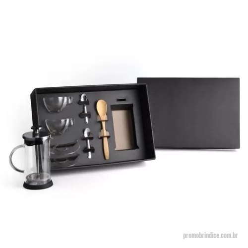 Kit café personalizado - Kit Para Café Com Prensa Francesa - 8 Pçs Personalizado