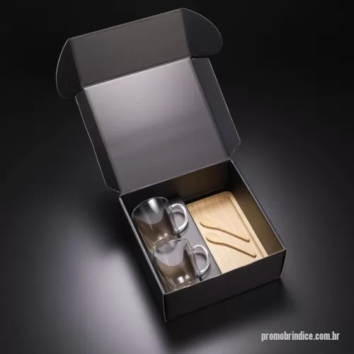 Kit café personalizado - Kit VIP para café com 2 canecas 350ml