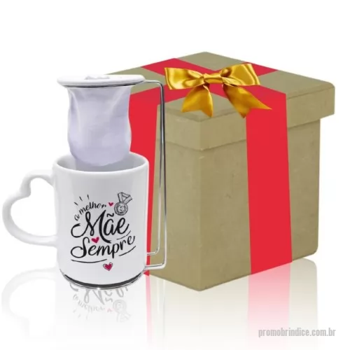 Kit café personalizado - O Kit contém:   Xícara de cerâmica Mini coador de pano com suporte Caixa  ________________________________________________________________  * Consulte quantidade mínima *Confira opções de personalização *Imagem meramente ilustrativa *Na falta de algum item, pode ser substituído, sob consulta, por outro de igual valor e qualidade.   Entre em contato, informe o seu CNPJ Atendimento somente para Empresas