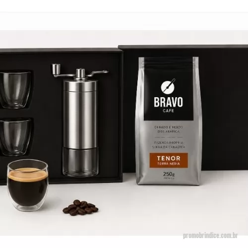 Kit café personalizado - kit café em caixa de papel com copo parede dupla, moedor de café e 1 café gourmet