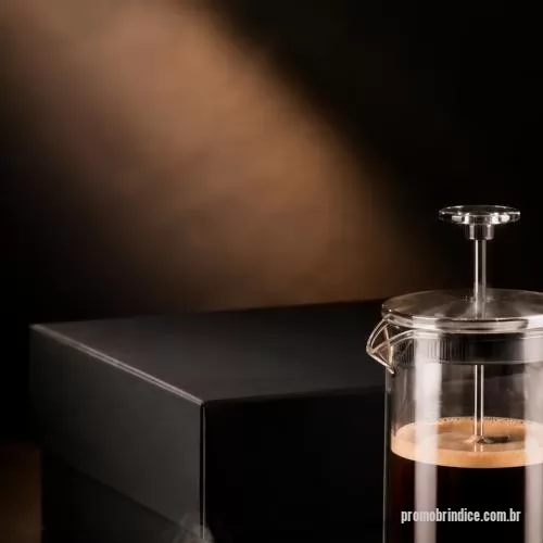 Kit café personalizado - Kit Café Caffè Pressa com prensa francesa em vidro borossilicato, conjunto de xícaras em vidro isotérmico de parede dupla de 80ml, café moído especial personalizado de 250g e caixa para presente assinada Youdu.