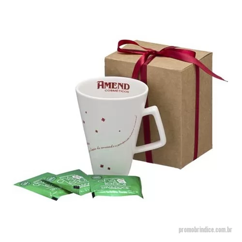 Kit caneca personalizado - Caneca Quartier 350ml em Caixa Craft com fita de Cetim