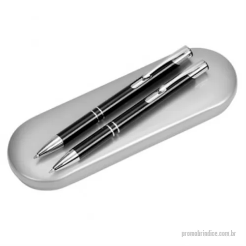 Kit caneta e lapiseira personalizado - Kit Caneta e lapiseira em alumínio com estojo metálico