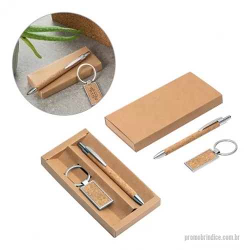 Kit caneta personalizado - Kit prático com esferográfica e chaveiro personalizado, perfeito para brindes promocionais elegantes e funcionais.