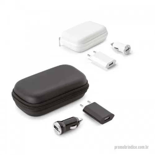 Kit carregador de celular personalizado - Kit de carregadores USB com Estojo