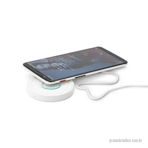 Kit carregador de celular personalizado - Carregador wireless super rápido em ABS e silicone. Com entrada USB-C e potência máxima de carregamento de 15W. Incluso cabo USB-C para carregar. Compatível com dispositivos móveis com tecnologia de carregamento sem fios. Fornecido em caixa presente. ø69 x 10 mm