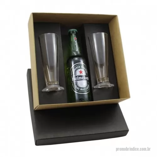 Kit cerveja personalizado - Kit Cerveja personalizado em caixa de papel, Cerveja Heineken 330ml e 2 Taças Tulipa.