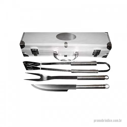 Kit churrasco personalizado - Kit Churrasco 3p?s com Maleta Inox