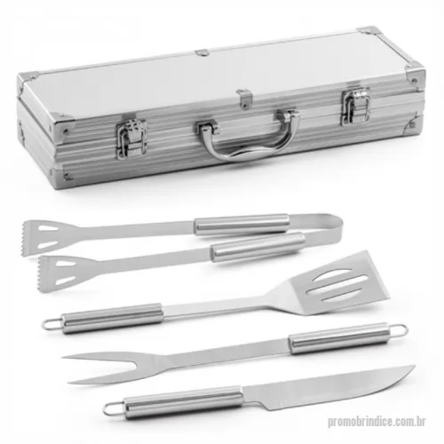 Kit churrasco personalizado - Kit Churrasco 4 Pe?as A?o Inox