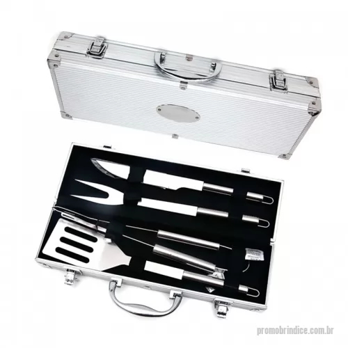 Kit churrasco personalizado - Kit churrasco personalizado. Com 4 peças em inox e maleta de alumínio.