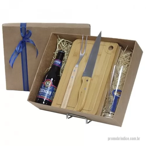 Kit churrasco personalizado - DESCRIÇÃO: 01- TÁBUA EM  BAMBU 28X18X1.7CM 01- COPO EM VIDRO  01- CERVEJA EISENBAHN AMERICAN IPA 355ML 01- ABRIDOR DE GARRAFA 01-GARFO EM BAMBU 01- FACA EM BAMBU  01- EMBALAGEM 