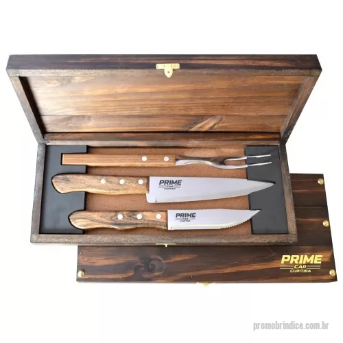 Kit churrasco personalizado - Estojo de madeira envelhecida com faca peixeira 7