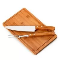 Kit churrasco com tábua retangular st (med.:320x200x15mm), faca 8
