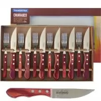Kit churrasco Tramontina em Polywood modelo jumbo. Gravação da logo a laser na lâmina das 06 facas. Um presente tradicional, útil e extremamente durável, garantindo a visibilidade da sua marca por muitos anos.