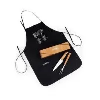 Kit churrasco Personalizado contendo: 01 faca para churrasco 01 Garfo para churrasco 01avental personalizado 01 caixa para acomodação dos itens Personalização nas peças e na tampa da caixa