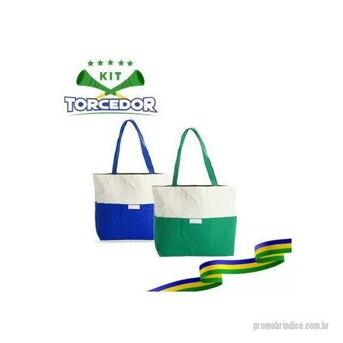 Kit copa do mundo personalizado - Sacola confeccionada em lona 356g/m² com revestimento interno em poliéster, bolso frontal aberto e duas alças com costura interna. Altura : 30 cm Largura : 39 cm Profundidade : 10cm Peso aproximado g : 187