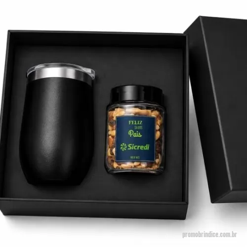 Kit copo personalizado - Kit copo em caixa de papel com 1 copo termico e 1 pote de petisco