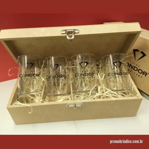 Kit copo personalizado - Kit mdf 4 copos de vidro, para água ou suco, 200 ml.