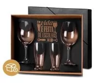Kit de Taças de Vinho e Tulipa para Cerveja Personalizado