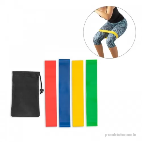 Kit fitness personalizado - Conjunto de 4 bandas elásticas de ginástica em bolsa preta
