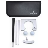 Estojo de couro sintético com kit golf para escritório. Um produto inovador, criativo e durável. Gravação da logomarca a laser no estojo, caçapa e parte metálica do taco