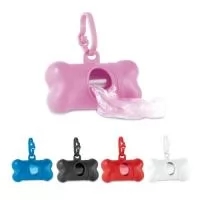 Kit de higiene para cachorro em PP. Contém 20 sacos higiénicos em PE. Porta-saco em formato de osso. 111 x 21 x 15 mm