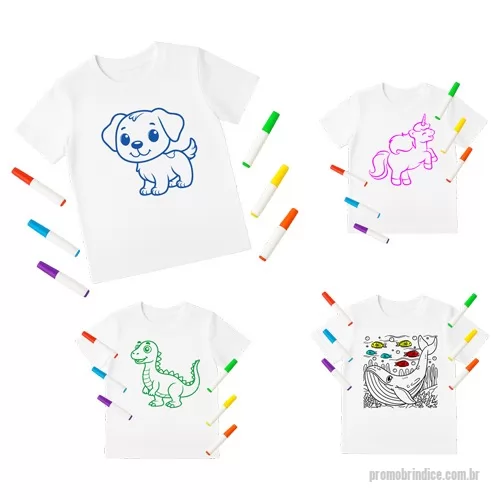Kit infantil personalizado - Kit Infantil - Camiseta + conjunto de Canetas para Tecidos